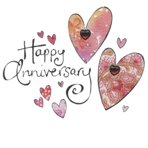 Happy Anniversary Heartsand Calligraphy PNG Image