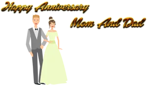 Happy Anniversary Mom And Dad Cartoon PNG Image