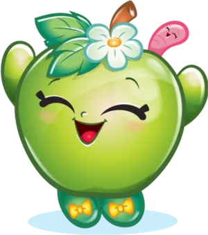 Happy Apple Shopkin Character PNG Image