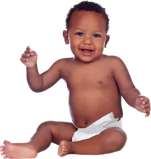 Happy Baby Smiling In Diaper PNG Image