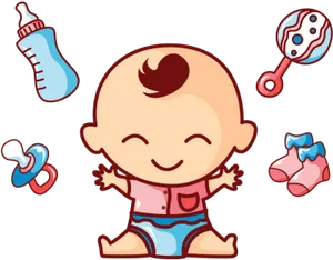 Happy Babyand Accessories PNG Image