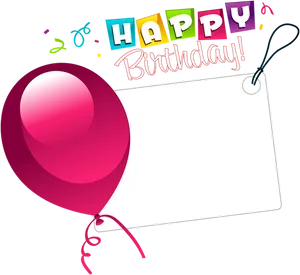 Happy Birthday Balloonand Blank Tag PNG Image