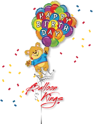 Happy Birthday Bear Balloon Bouquet PNG Image