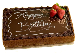 Happy Birthday Chocolate Cakewith Strawberries PNG Image