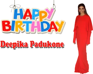 Happy Birthday Deepika Padukone Celebration PNG Image