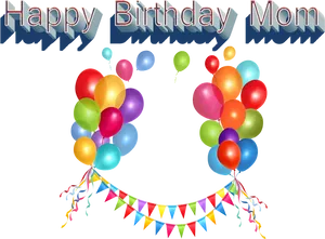 Happy Birthday Mom Balloon Celebration PNG Image