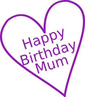 Happy Birthday Mum Heart Graphic PNG Image