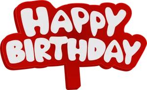 Happy Birthday Red Bubble Text PNG Image