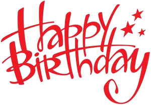 Happy Birthday Red Scripton Black PNG Image