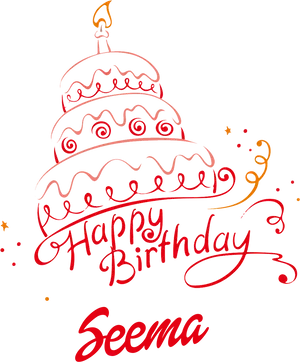 Happy Birthday Seema Cake Illustration PNG Image