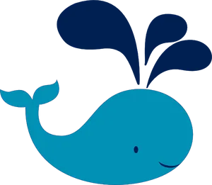 Happy Blue Whale Clipart PNG Image