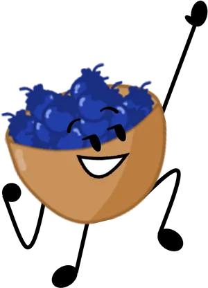 Happy Blueberry Bowl Character PNG Image