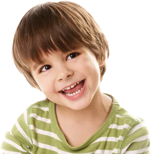 Happy Boy With Striped Shirt PNG Image