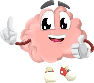 Happy Brain Character Giving Thumbs Up PNG Image