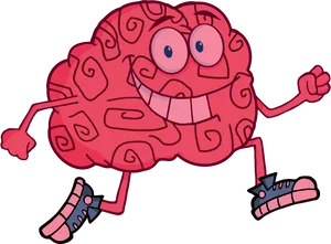 Happy Brain Character Running PNG Image