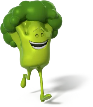 Happy Broccoli Character PNG Image