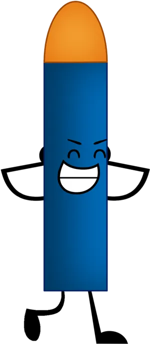 Happy Bullet Character Cartoon PNG Image