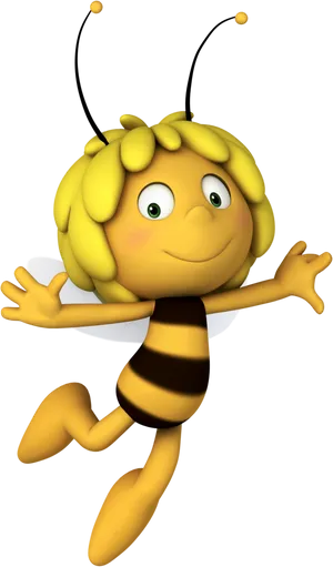 Happy Cartoon Bee Clipart PNG Image