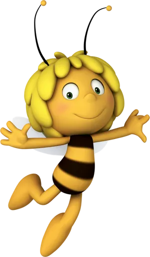 Happy Cartoon Bee Clipart PNG Image