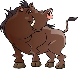 Happy Cartoon Boar Illustration PNG Image