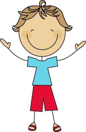 Happy Cartoon Boy Illustration PNG Image