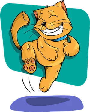 Happy Cartoon Cat Illustration PNG Image