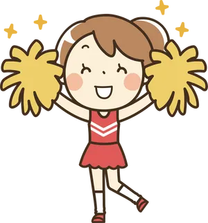 Happy Cartoon Cheerleader PNG Image