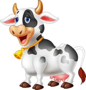 Happy Cartoon Cow Illustration PNG Image