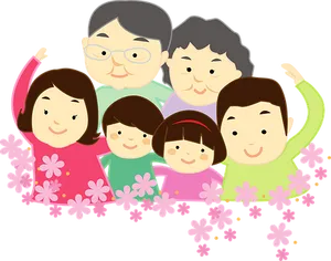 Happy Cartoon Family Illustration PNG