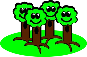 Happy Cartoon Forest Trees PNG Image