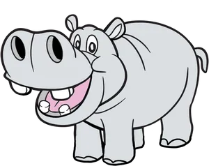 Happy Cartoon Hippo PNG Image