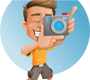 Happy Cartoon Photographer PNG Image