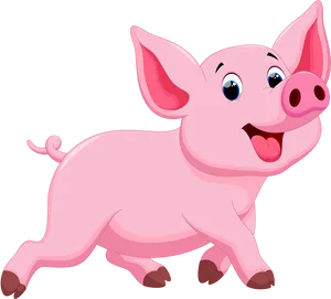 Happy Cartoon Pig PNG Image