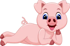 Happy Cartoon Pig PNG Image