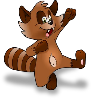 Happy Cartoon Raccoon Dancing PNG Image