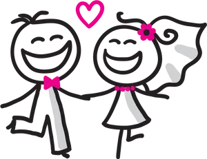 Happy Cartoon Wedding Couple.png PNG Image