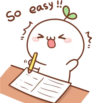 Happy Cartoon Writing Easy PNG Image