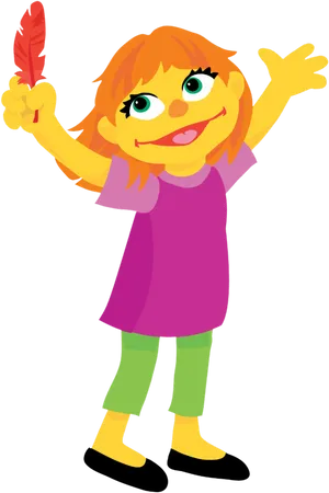 Happy Child Holding Feather PNG Image