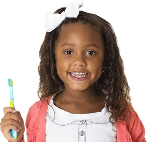 Happy Child With Toothbrush PNG Image