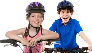 Happy Children Biking Together PNG Image