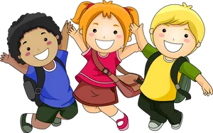 Happy Children Cartoon PNG Image