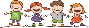 Happy Children Friends Cartoon PNG Image