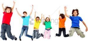 Happy Children Jumping In Air PNG Image