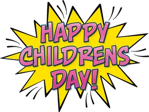 Happy Childrens Day Comic Style Banner PNG Image