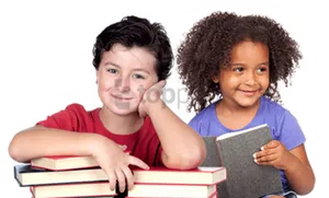 Happy Childrenwith Books PNG Image