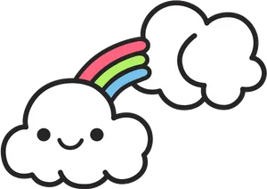 Happy Cloud Rainbow Tail Clipart PNG Image