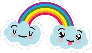 Happy Clouds Rainbow Sticker PNG Image