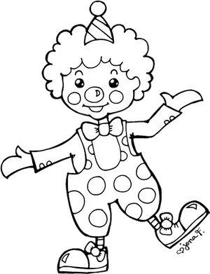 Happy Clown Cartoon Outline PNG Image