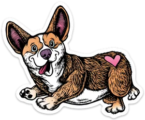 Happy Corgi Cartoon Sticker PNG Image