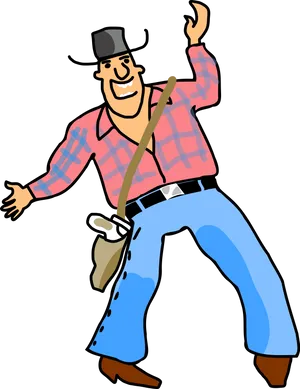 Happy Cowboy Cartoon PNG Image